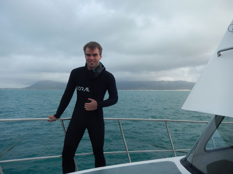 Wearing a wetsuit